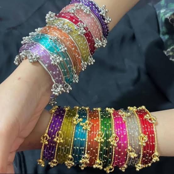 Viral 32 Colorful High Quality Glass Bangles with 9 Kashmiri Ghungru