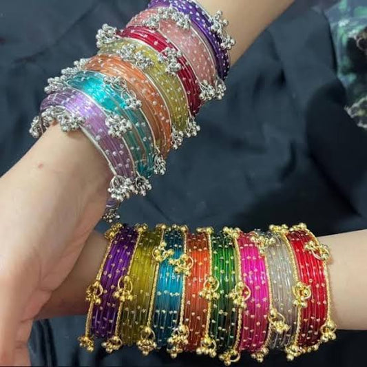 Viral 32 Colorful High Quality Glass Bangles with 9 Kashmiri Ghungru