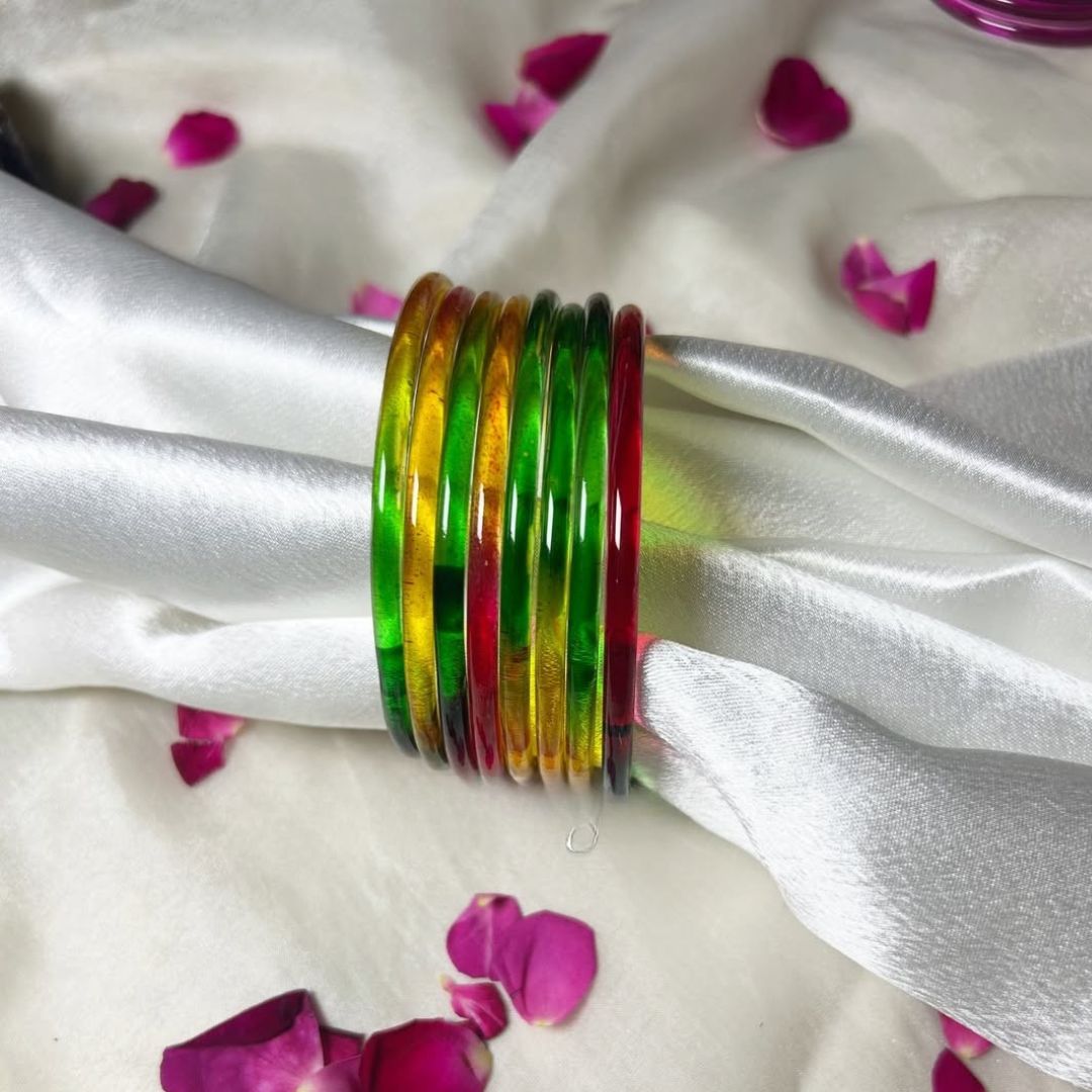 18 Viral Indian kaanch Jelly Bangles - 1.5 Dozen
