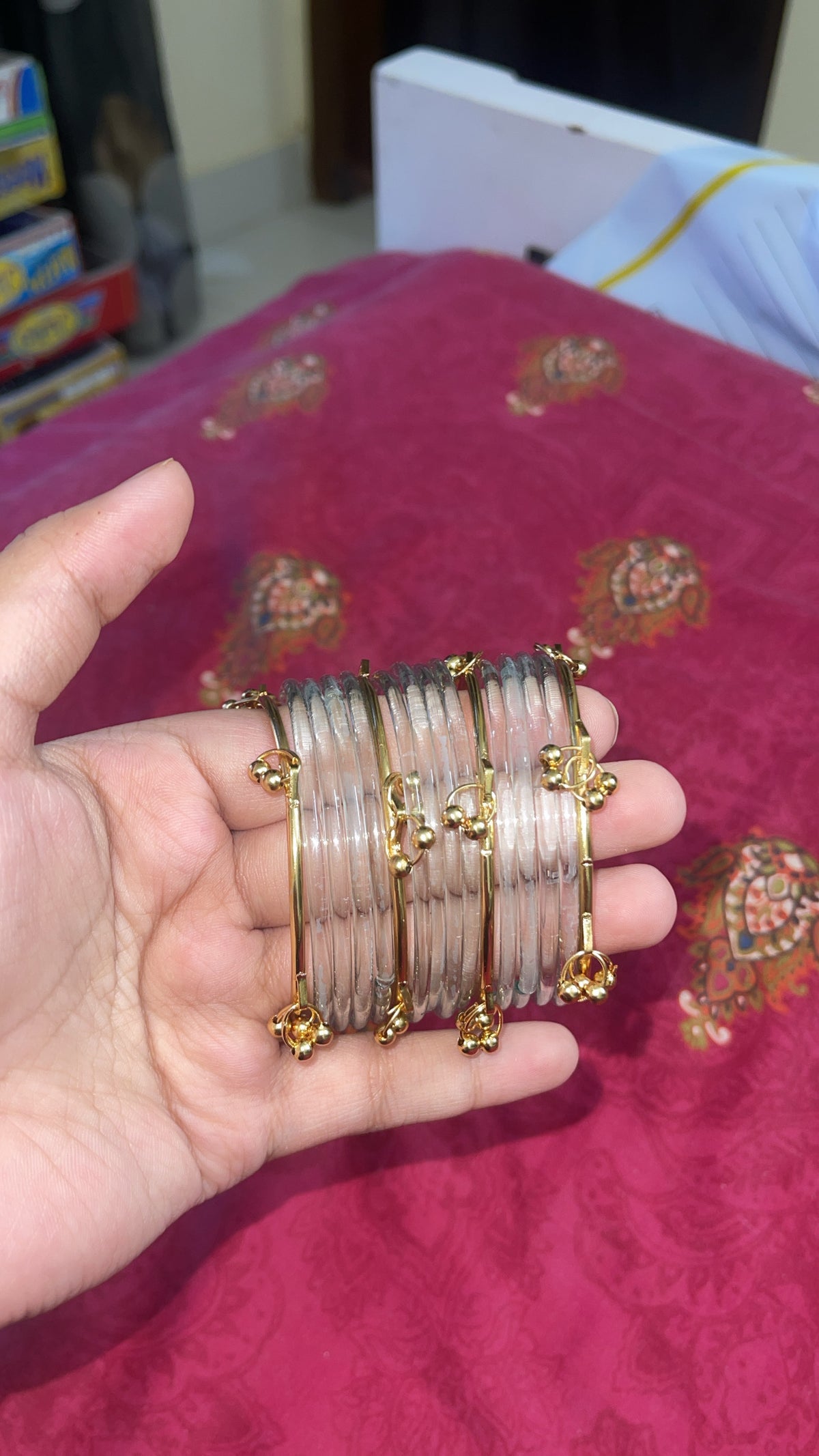 12 Viral Indian kaanch Jelly Bangles with 4 Kashmiri Ghungro