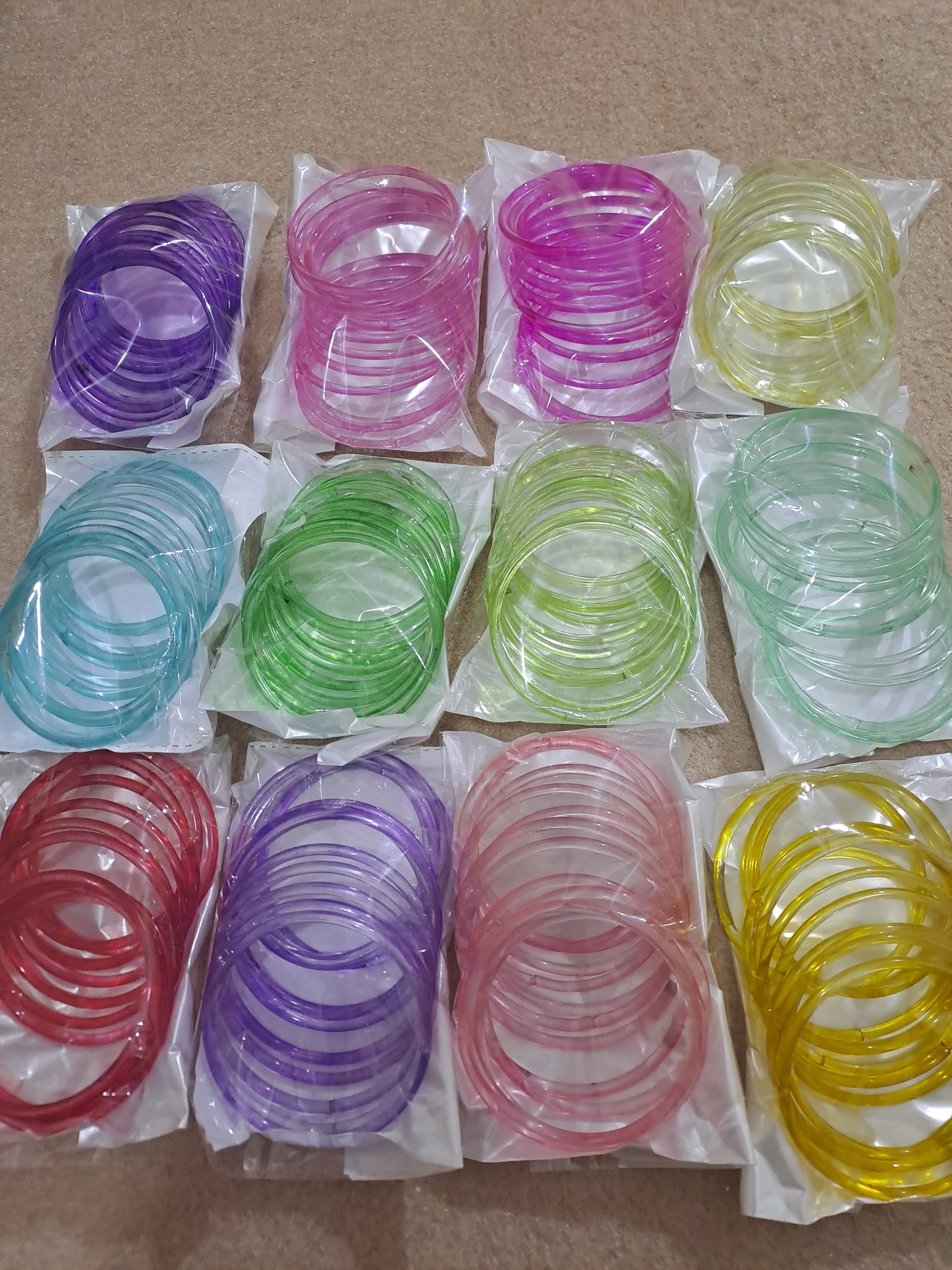 Complete Box Indian kaanch Jelly Bangles - 12 Colours & 12 Dozen ( 144 Bangles )
