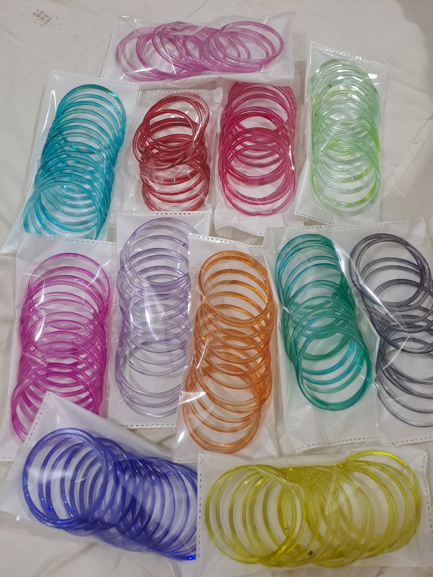 Complete Box Indian kaanch Jelly Bangles - 12 Colours & 12 Dozen ( 144 Bangles )
