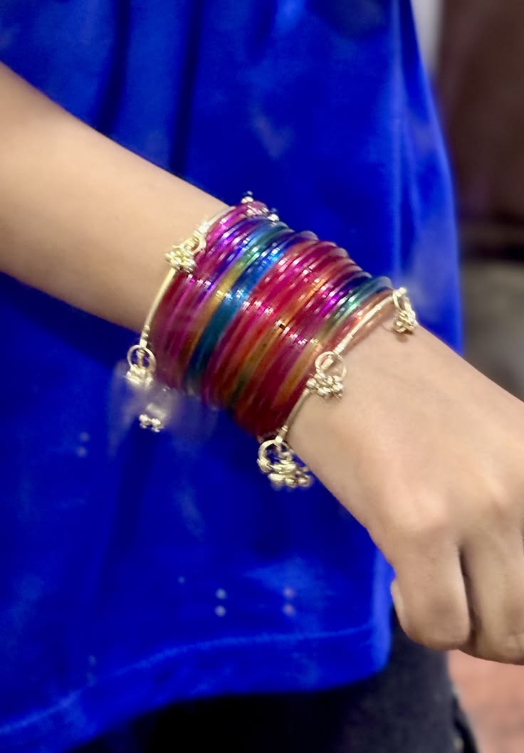 12 Premium Indian kaanch Jelly Bangles with 2 Kashmiri Ghungru