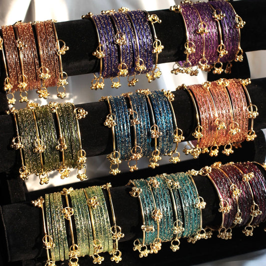 Viral 12 Kashmiri Premium Glass Bangles with 4 Kashmiri Ghungru