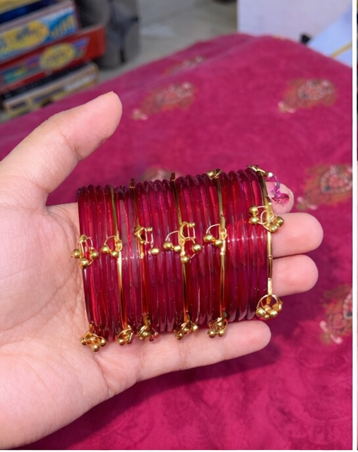 12 Viral Indian kaanch Jelly Bangles with 4 Kashmiri Ghungro