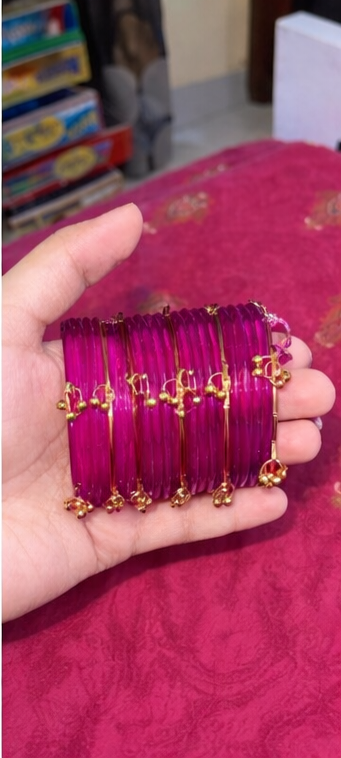12 Viral Indian kaanch Jelly Bangles with 4 Kashmiri Ghungro