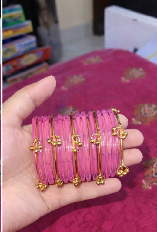 12 Viral Indian kaanch Jelly Bangles with 4 Kashmiri Ghungro