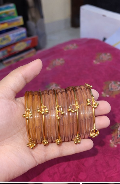 12 Viral Indian kaanch Jelly Bangles with 4 Kashmiri Ghungro