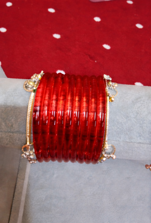 12 Premium Indian kaanch Jelly Bangles with 2 Kashmiri Ghungru