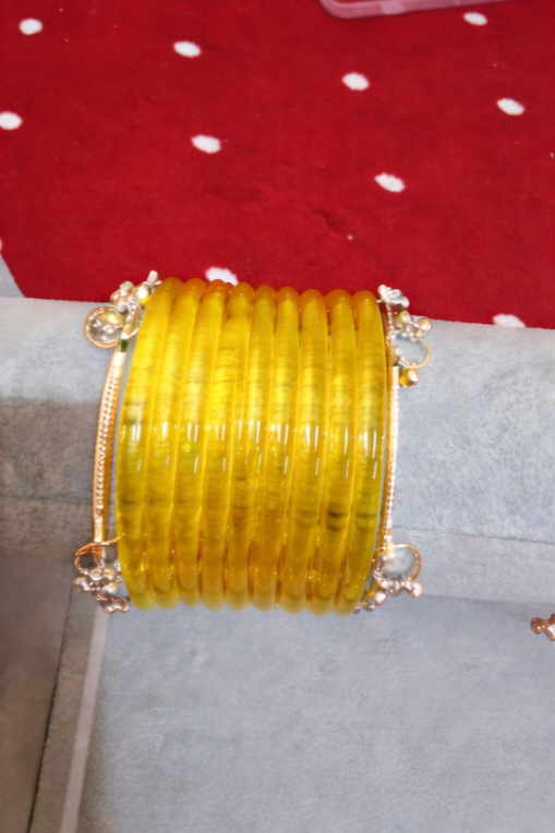 12 Premium Indian kaanch Jelly Bangles with 2 Kashmiri Ghungru