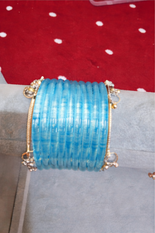 12 Premium Indian kaanch Jelly Bangles with 2 Kashmiri Ghungru