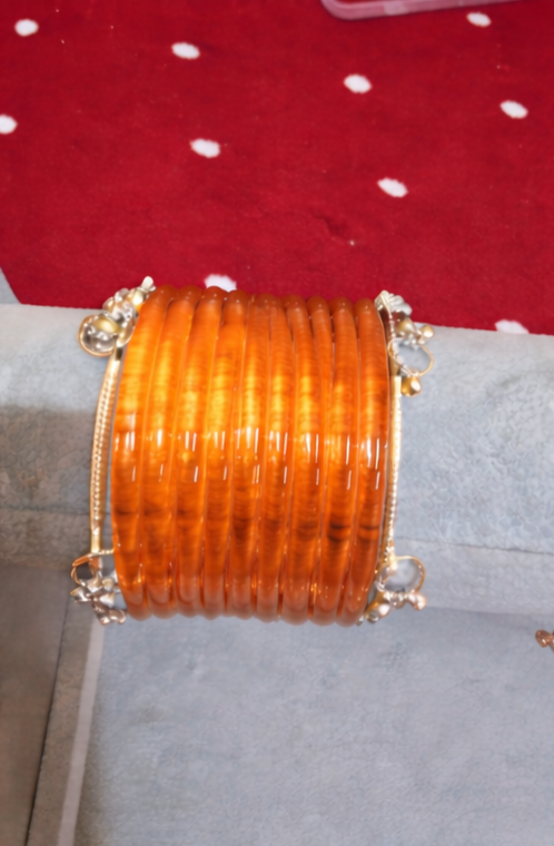 12 Premium Indian kaanch Jelly Bangles with 2 Kashmiri Ghungru
