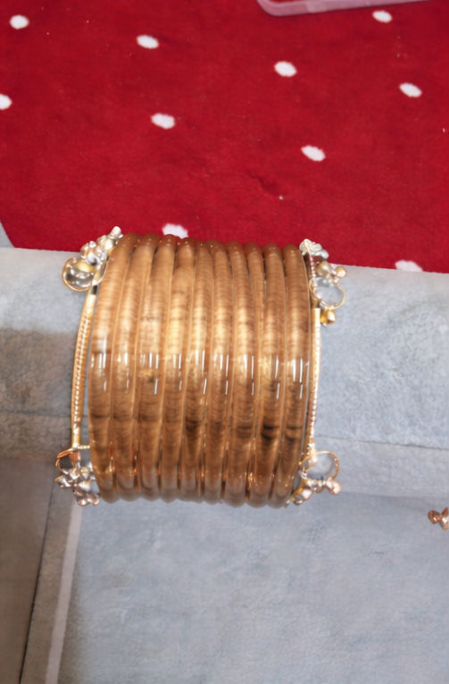 12 Premium Indian kaanch Jelly Bangles with 2 Kashmiri Ghungru