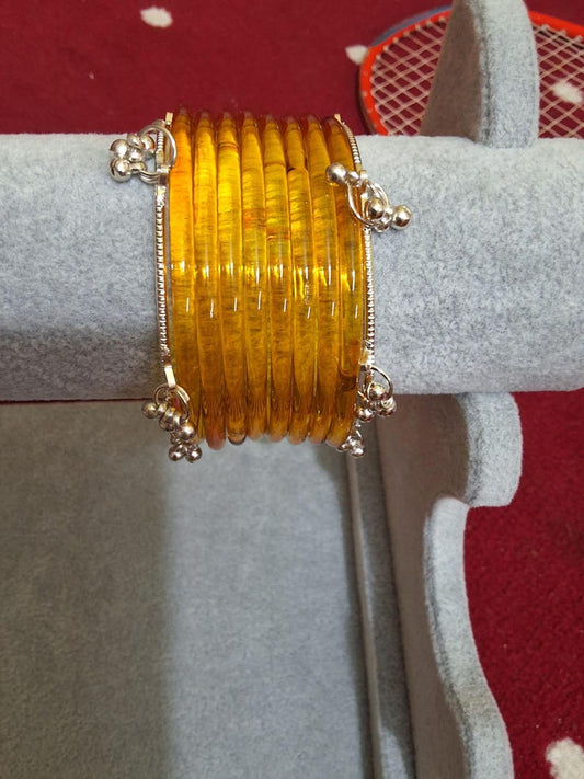 8 Premium Indian Kaanch Jelly Bangles with 2 Kashmiri Ghungru