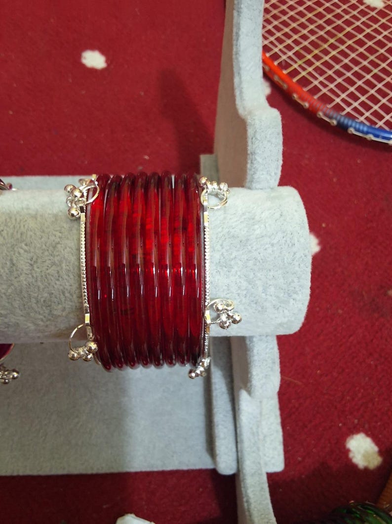 8 Premium Indian Kaanch Jelly Bangles with 2 Kashmiri Ghungru