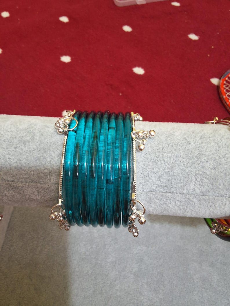 12 Premium Indian kaanch Jelly Bangles with 2 Kashmiri Ghungru