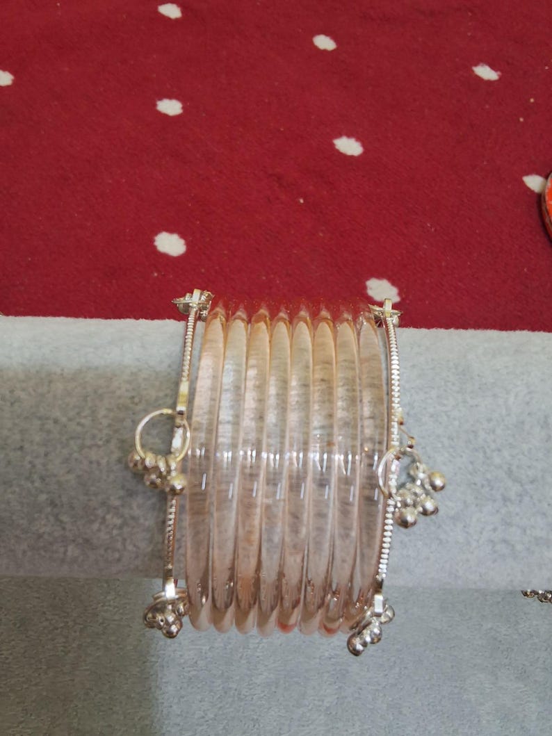 8 Premium Indian Kaanch Jelly Bangles with 2 Kashmiri Ghungru