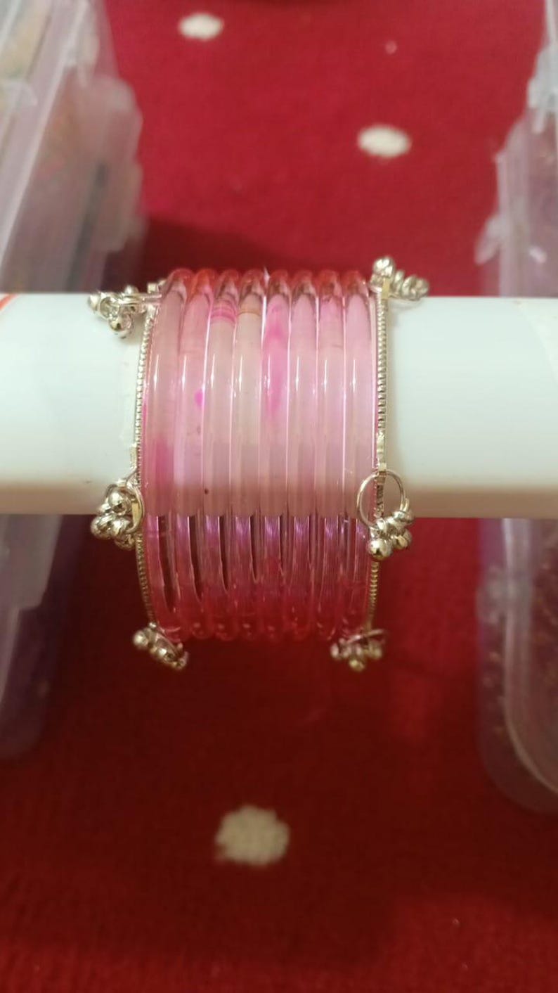 8 Premium Indian Kaanch Jelly Bangles with 2 Kashmiri Ghungru