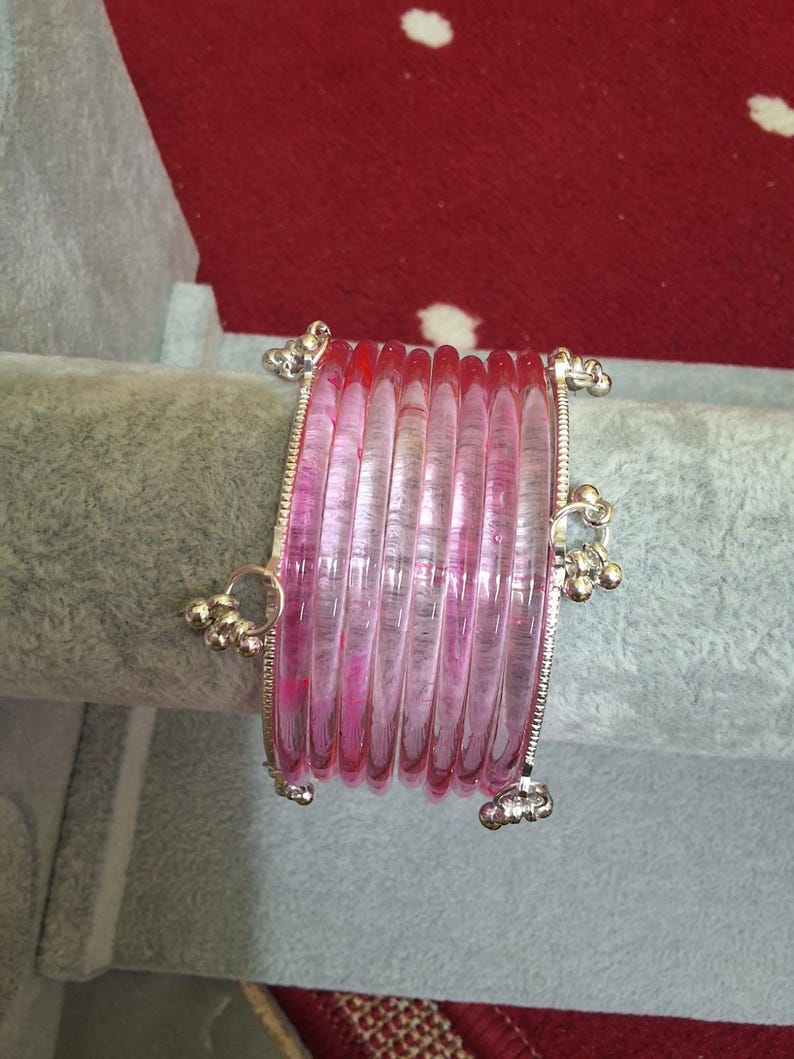 8 Premium Indian Kaanch Jelly Bangles with 2 Kashmiri Ghungru