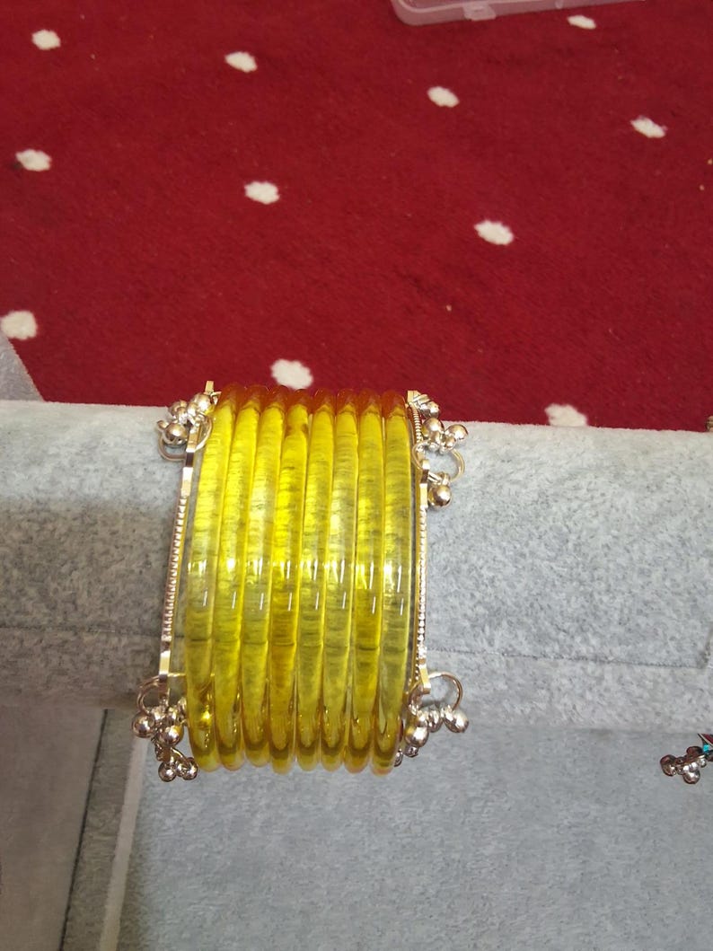 8 Premium Indian Kaanch Jelly Bangles with 2 Kashmiri Ghungru
