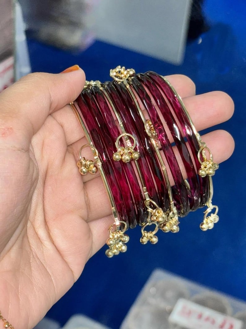 8 Original Viral Indian kaanch Jelly Bangles With 5 Kashmiri Ghungru