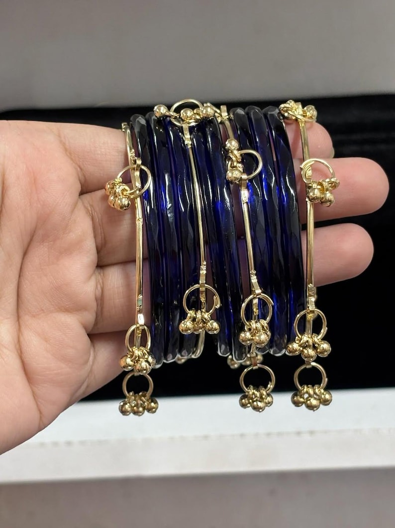 08 Premium Indian kaanch jelly bangles with 4 Kashmiri ghungru