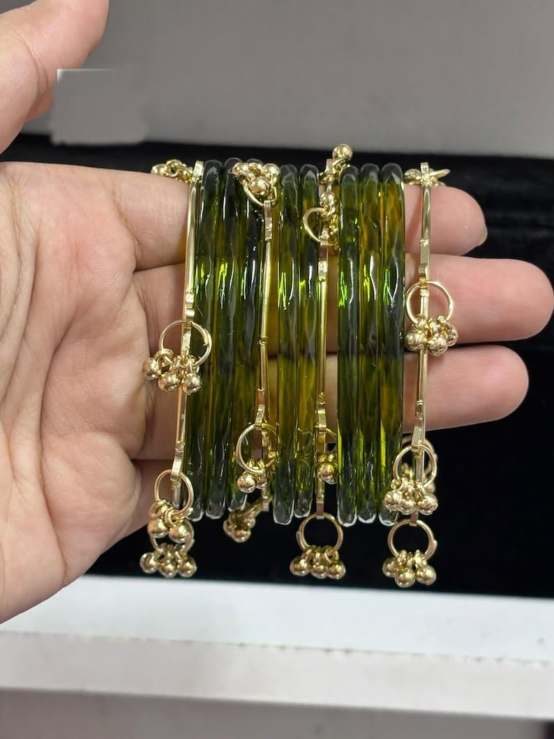 08 Premium Indian kaanch jelly bangles with 4 Kashmiri ghungru