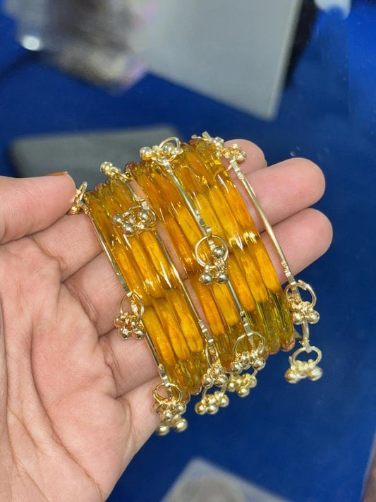 08 Premium Indian kaanch jelly bangles with 4 Kashmiri ghungru