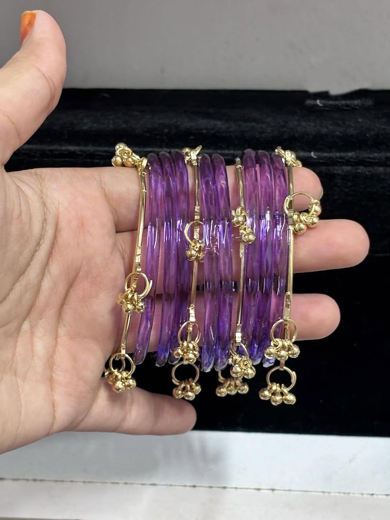 8 Original Viral Indian kaanch Jelly Bangles With 5 Kashmiri Ghungru