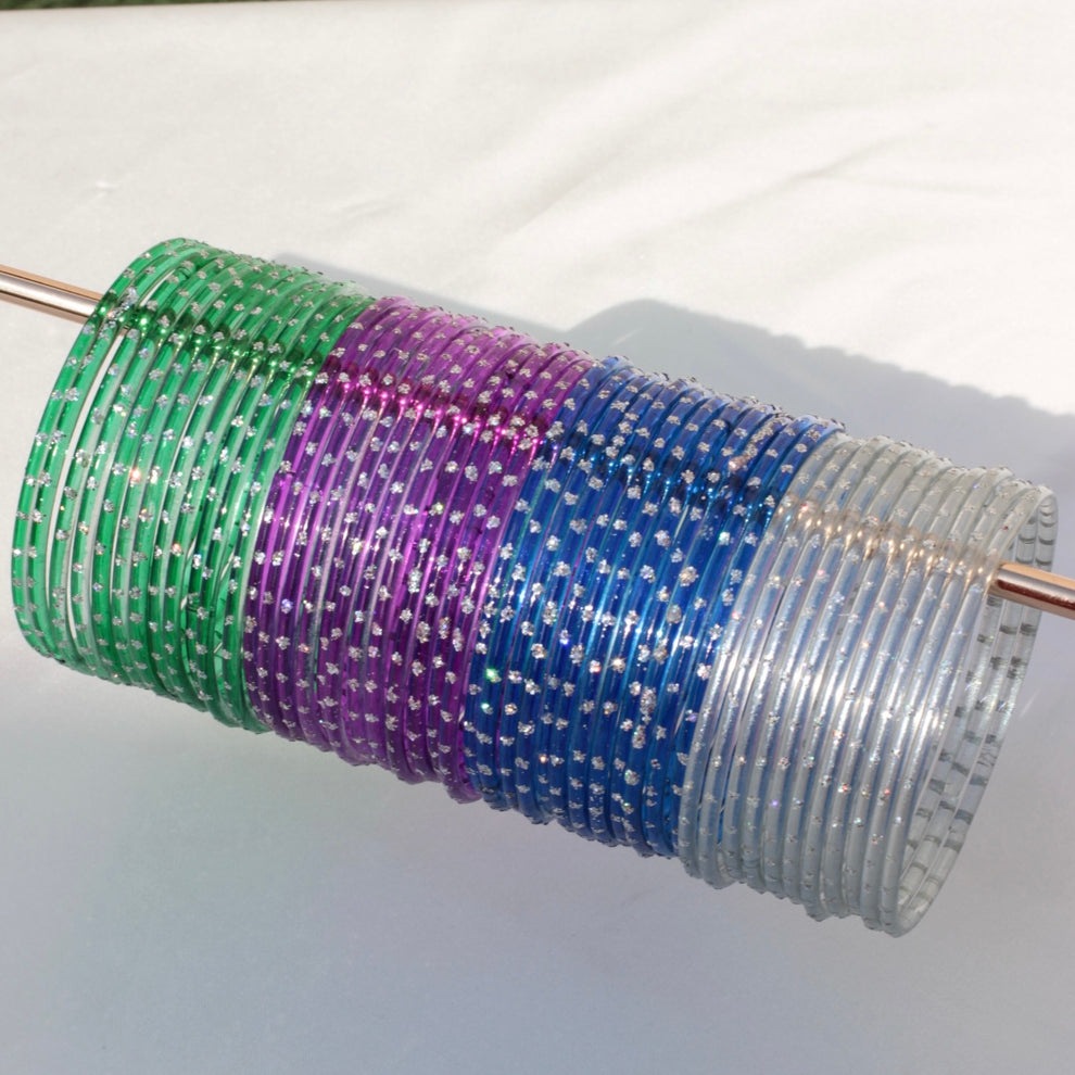 24 Colourful High Quality Glass Bangle Set