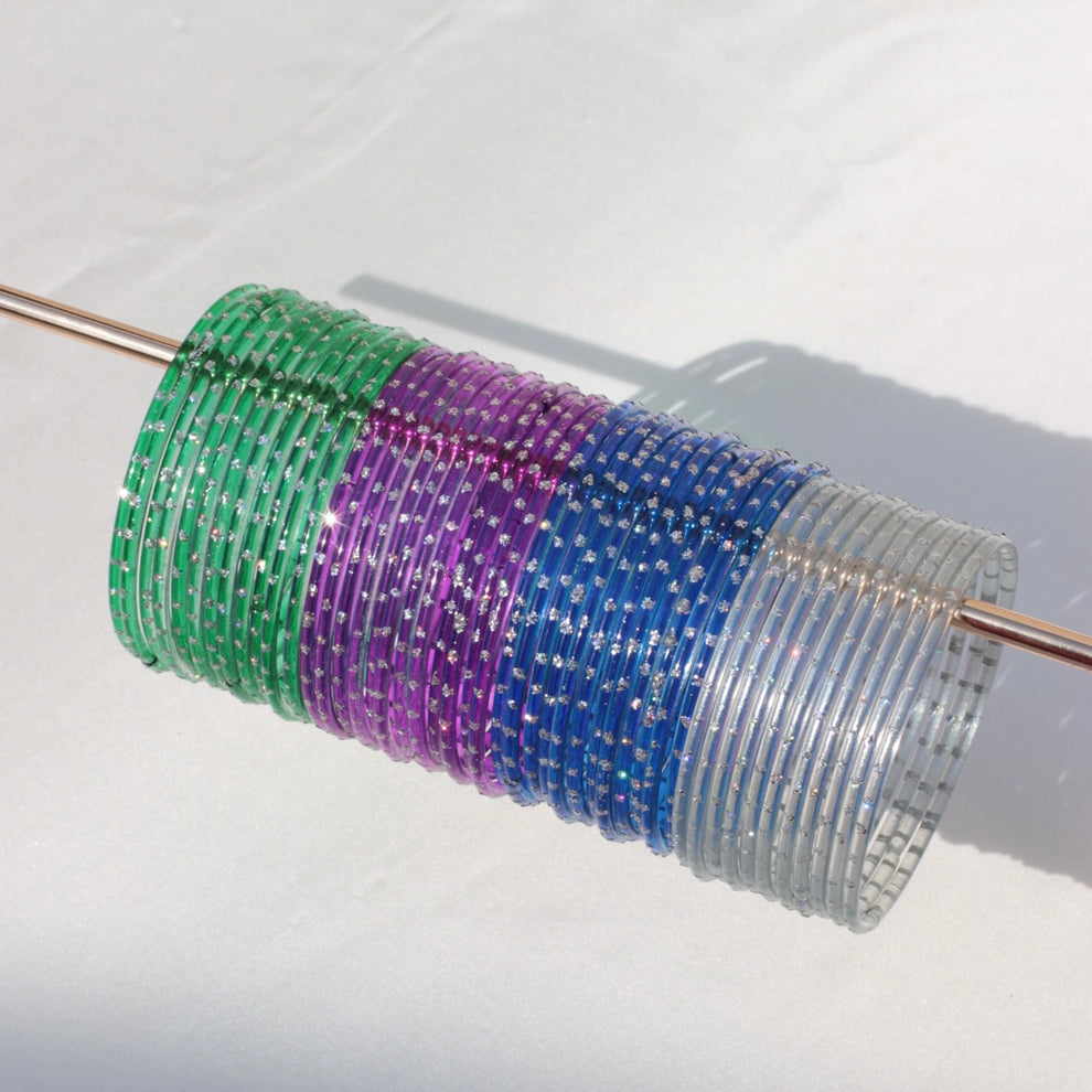 24 Colourful High Quality Glass Bangle Set