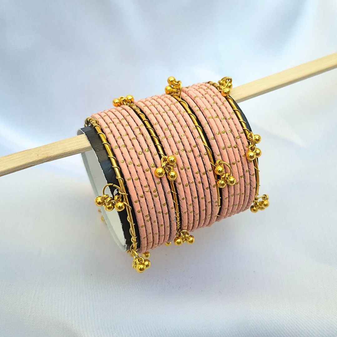 Viral Dotted 16 Kashmiri Glass Bangles with 4 Kashmiri ghungru