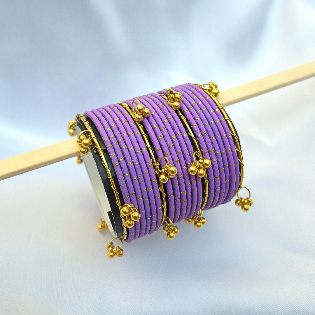 Viral Dotted 16 Kashmiri Glass Bangles with 4 Kashmiri ghungru