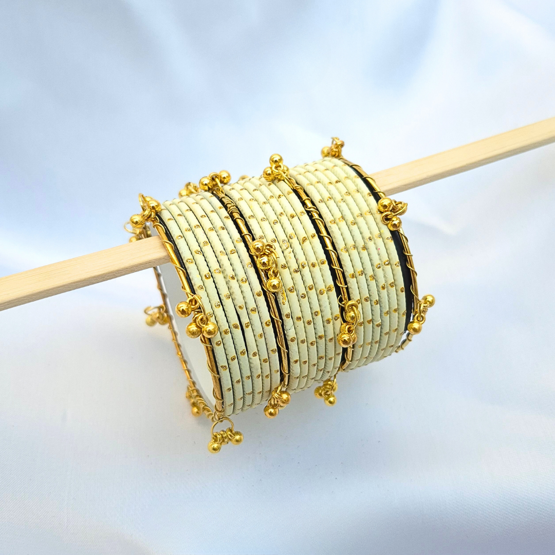 Viral Dotted 16 Kashmiri Glass Bangles with 4 Kashmiri ghungru